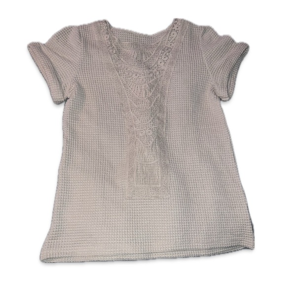 Cream Boho Waffle Knit Tee 🌾 - Picture 3 of 4